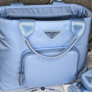 Prada Celeste 2Way Nylon Tote Bag